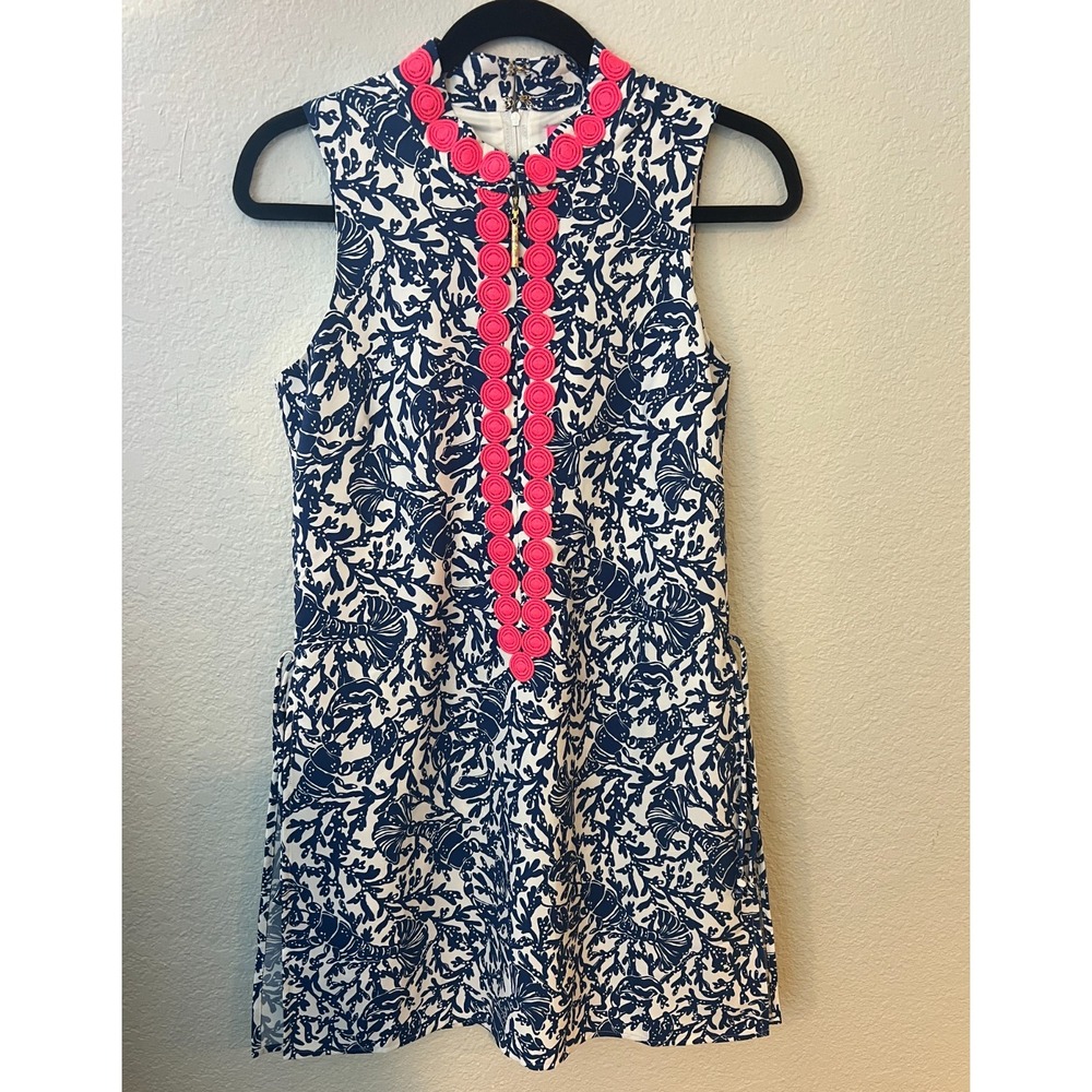 Lilly Pulitzer Jonna Romper Oyster Bay Blue‎ Krillin it Print Blue White Size 2